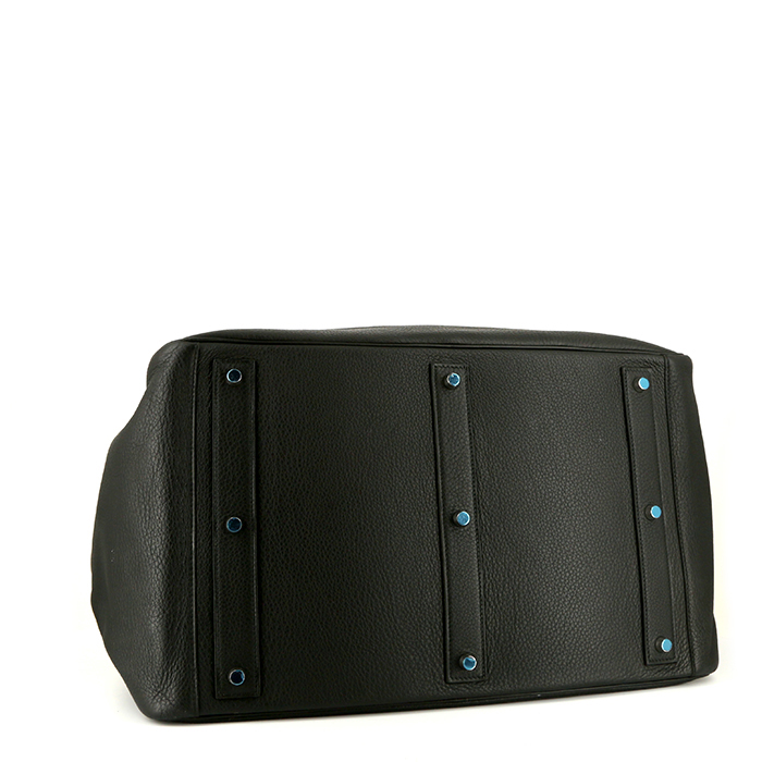 Sac de voyage Hermes Lindy en cuir togo noir - Detail D4