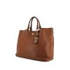 Prada Vitello shopping bag in brown grained leather - 00pp thumbnail