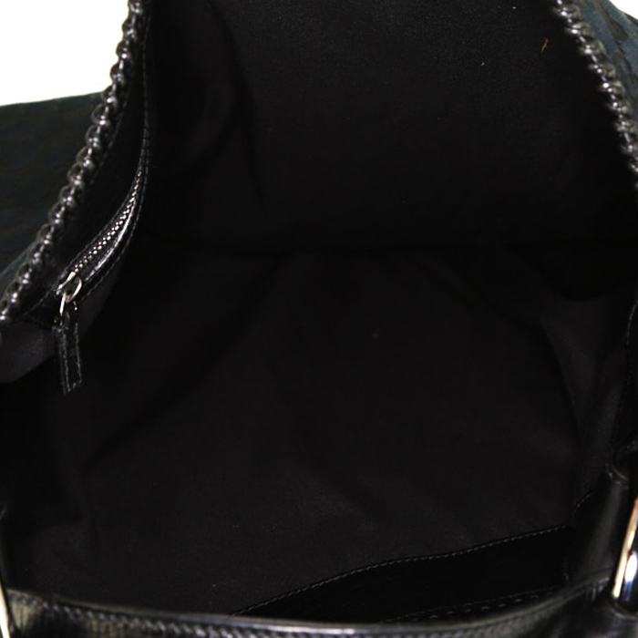 Sac à main Gucci Mors en toile monogram noire et cuir noir - Detail D2