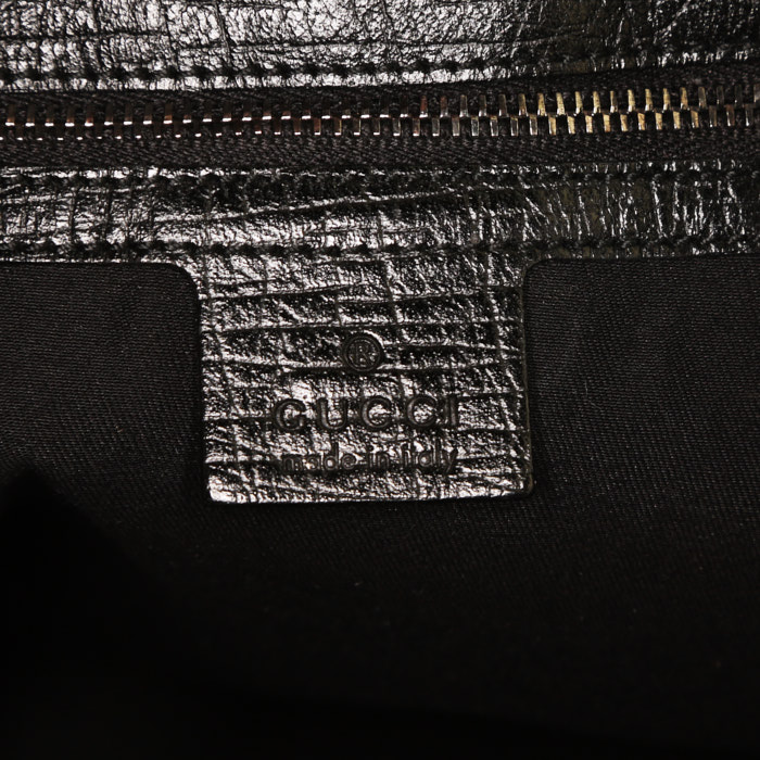Gucci Mors handbag in black monogram canvas and black leather - Detail D3