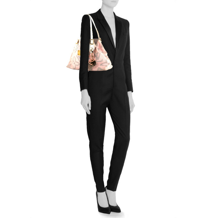 Borsa Louis Vuitton in tela monogram rosa e grigia - Detail D1