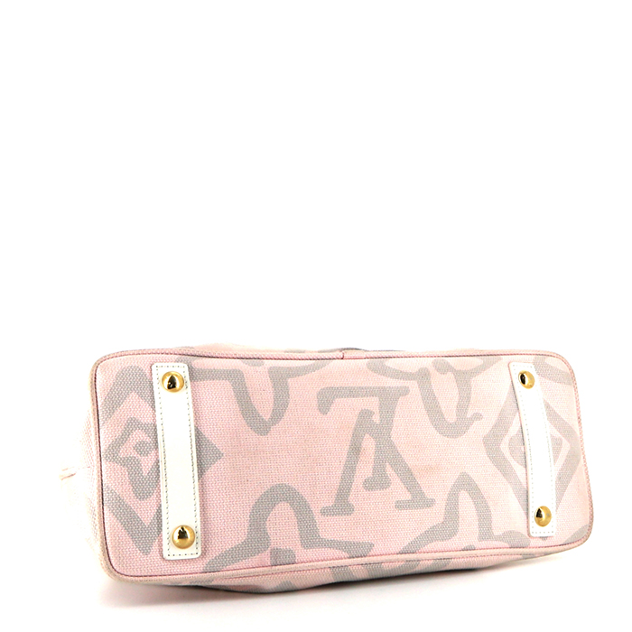 Louis Vuitton bag in pink and grey monogram canvas - Detail D4