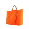 Hermès Cabag shopping bag in orange canvas and brown Hunter cowhide - 00pp thumbnail