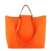 Hermès Cabag shopping bag in orange canvas and brown Hunter cowhide - 360 thumbnail