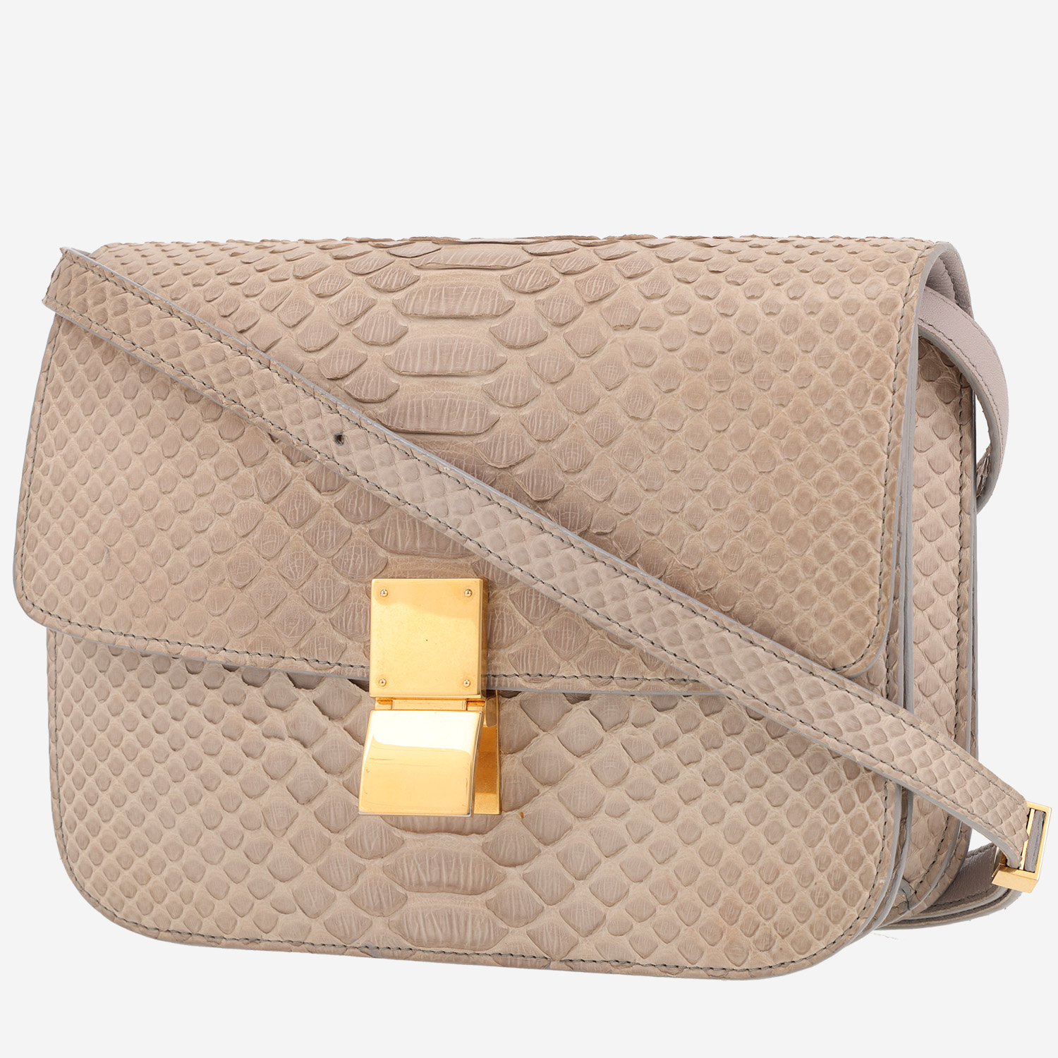 Celine Classic Box shoulder bag in beige python
