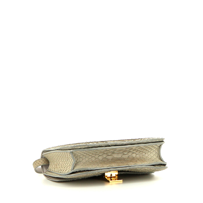 Celine  Classic Box shoulder bag  in beige python - Detail D4