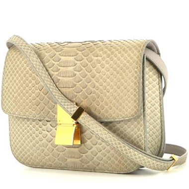 Bolso bandolera Celine  Classic Box en piel de pitón beige