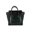 Celine Luggage Mini shoulder bag in black leather and green lizzard - 360 thumbnail