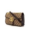 Bolso bandolera Gucci GG Marmont modelo pequeño en lona Monogram beige y cuero negro - 00pp thumbnail