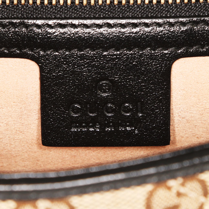 Gucci GG Marmont small model shoulder bag in beige monogram canvas and black leather - Detail D4