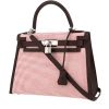 Hermès Kelly 28 cm Quadrille handbag in bicolor canvas and red Sellier Swift leather - 00pp thumbnail