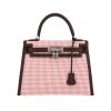 Hermès Kelly 28 cm Quadrille handbag in bicolor canvas and red Sellier Swift leather - 360 thumbnail