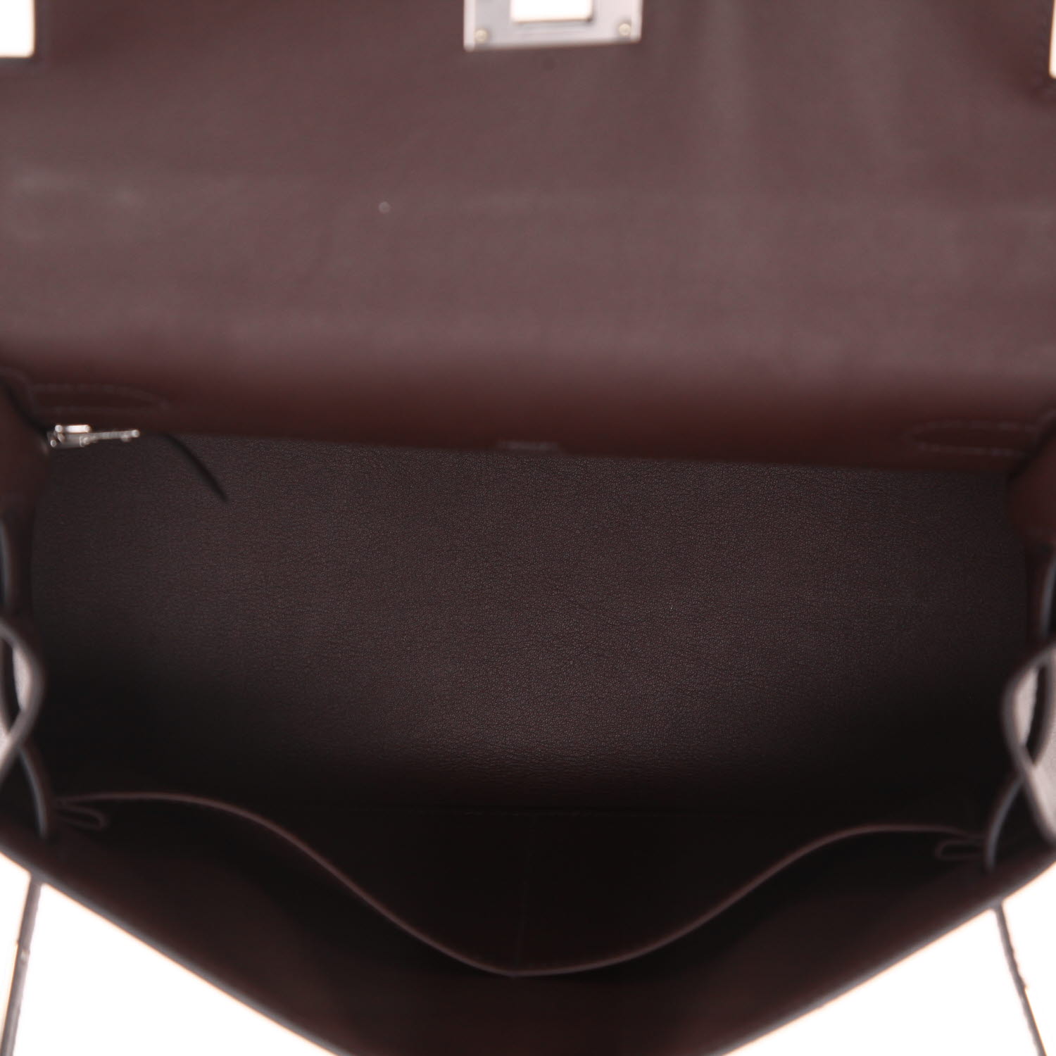 Borsa Hermès Kelly 28 cm in tela bicolore quadrettato e pelle Swift rossa Sellier - Detail D3