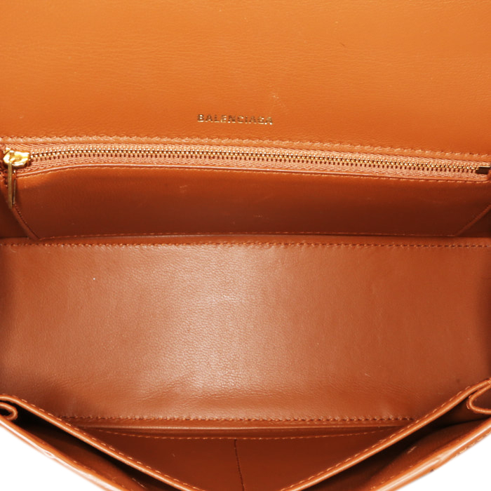 Balenciaga Hourglass shoulder bag in brown leather - Detail D3