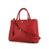 Prada Galleria handbag in red leather saffiano - 00pp thumbnail