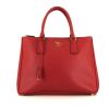Bolso de mano Prada Galleria en cuero saffiano rojo - 360 thumbnail