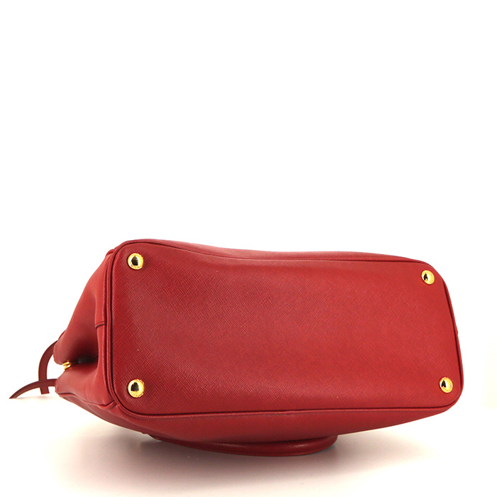 Prada Galleria handbag in red leather saffiano - Detail D5