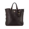 Prada shopping bag in black grained leather - 360 thumbnail