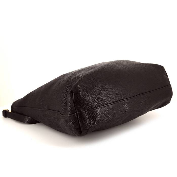 Prada shopping bag in black grained leather - Detail D5