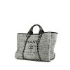 Shopping bag Chanel Deauville in tela siglata grigia e pelle nera - 00pp thumbnail