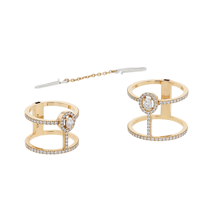 Messika Glam'Azone double ring in pink gold and diamonds - Detail D2