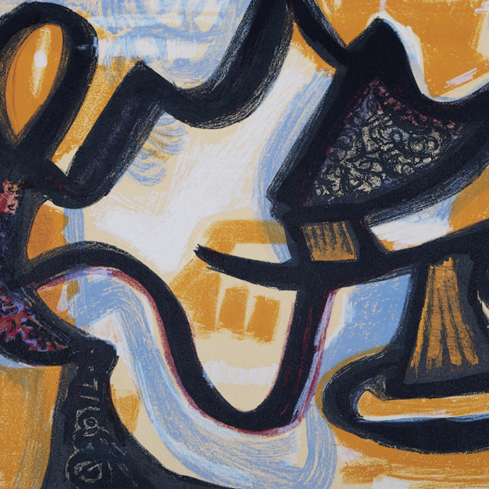 Jean-Michel Atlan, "Le Simoun", lithographie en couleurs sur papier, numérotée et signée, de 1957. - Detail D1