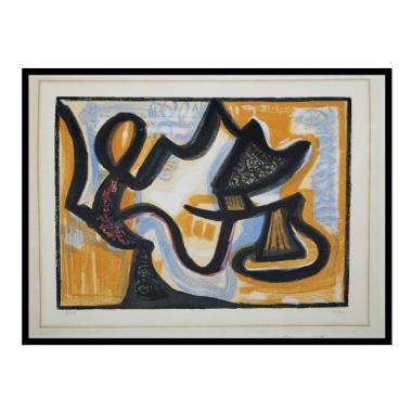 Jean-Michel Atlan, "Le Simoun", lithographie en couleurs sur papier, numérotée et signée, de 1957.