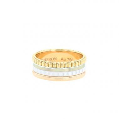 Bague Boucheron  Quatre White Edition en 3 ors et céramique blanche
