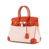 Hermes Birkin 30 cm handbag in ecru and mauve canvas and brown Terre Swift leather - 00pp thumbnail