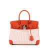 Hermes Birkin 30 cm handbag in ecru and mauve canvas and brown Terre Swift leather - 360 thumbnail