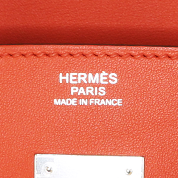 Hermes Birkin 30 cm handbag in ecru and mauve canvas and brown Terre Swift leather - Detail D3