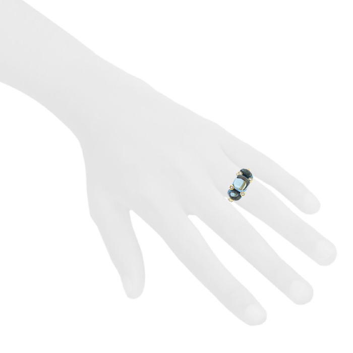Pomellato Sassi ring in yellow gold,  diamonds and topaz - Detail D1