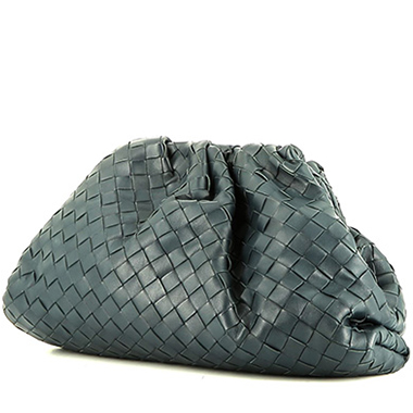 Borsa/pochette Bottega Veneta  The Pouch in pelle intrecciata blu