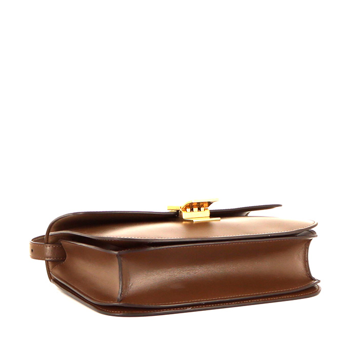 Sac bandoulière Céline Classic Box en cuir box cognac - Detail D4