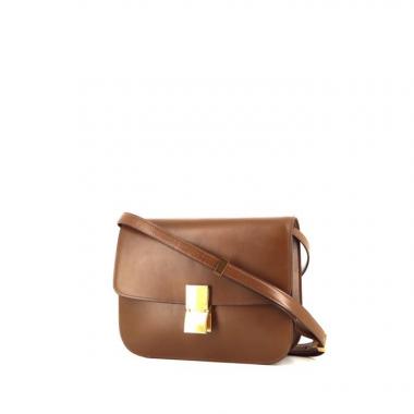 CELINE 1970 Natural Leather Box Shoulder Bag 