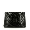 Chanel Shopping GST large model bag worn on the shoulder or carried in the hand in black patent quilted leather - 360 thumbnail