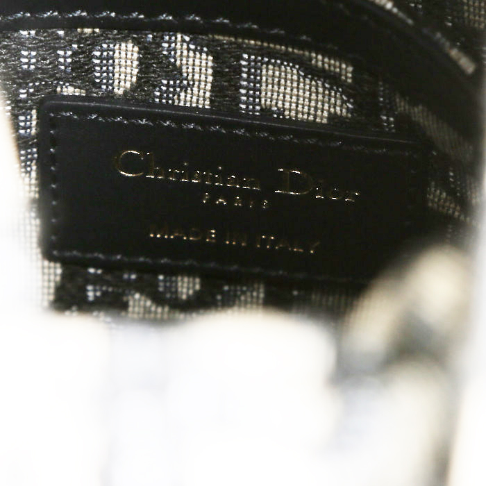 Dior Bucket shoulder bag in wicker and blue monogram canvas Oblique - Detail D3