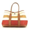 Shopping bag Hermès Garden Party in tela rossa beige e arancione e pelle gold - 360 thumbnail