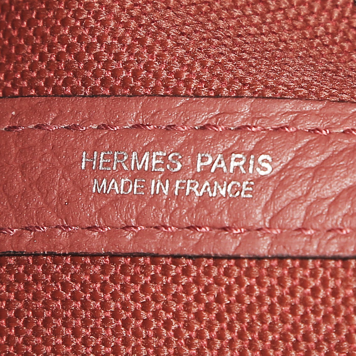 Shopping bag Hermès Garden Party in tela rossa e pelle rossa - Detail D3