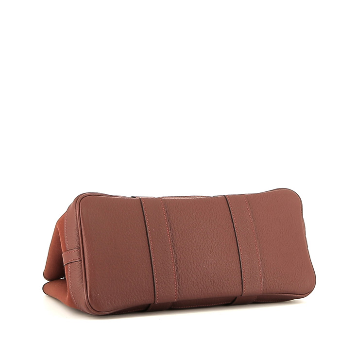 Hermès Garden Party shopping bag in red canvas and red leather - Detail D4