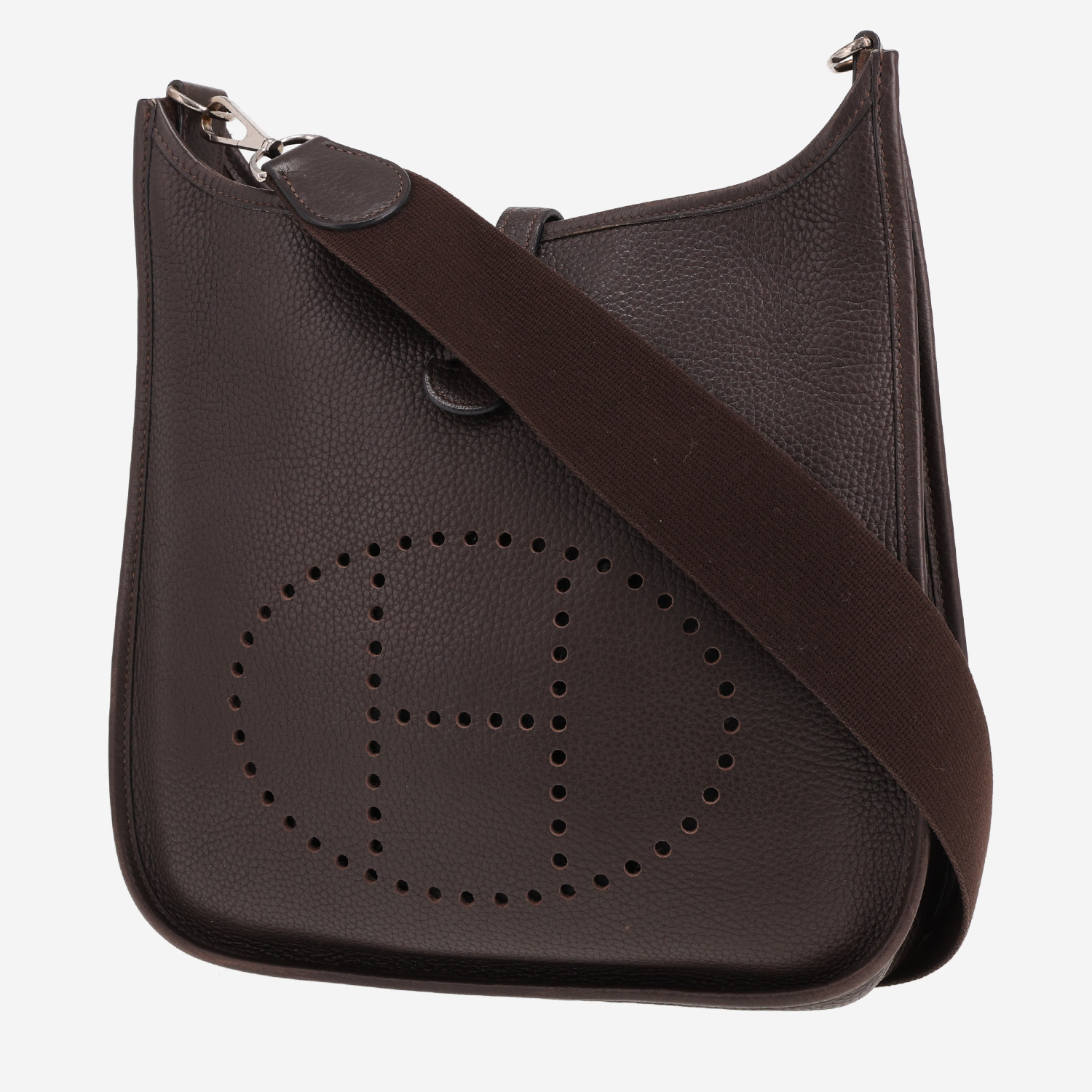 Hermès Evelyne shoulder bag in chocolate brown leather taurillon clémence