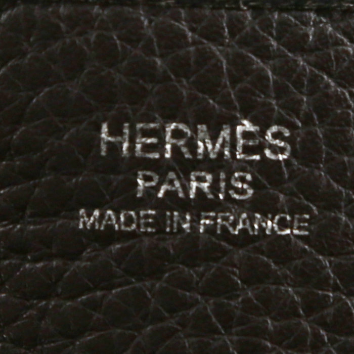 Sac bandoulière Hermès Evelyne 29 cm en cuir taurillon clémence marron-chocolat - Detail D3