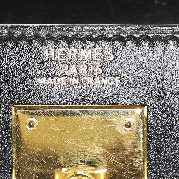 Hermes Kelly 32 cm handbag in black box leather - Detail D4