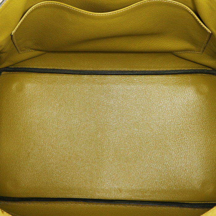 Bolso de mano Hermes Birkin 35 cm en avestruz verde anís - Detail D2