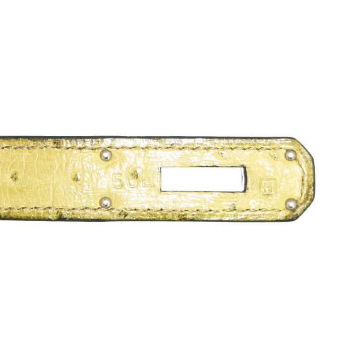 Bolso de mano Hermes Birkin 35 cm en avestruz verde anís - Detail D4