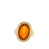 Vintage ring in 9 carats yellow gold and cornelian - 360 thumbnail