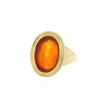 Bague Vintage en or jaune 9 carats et cornaline