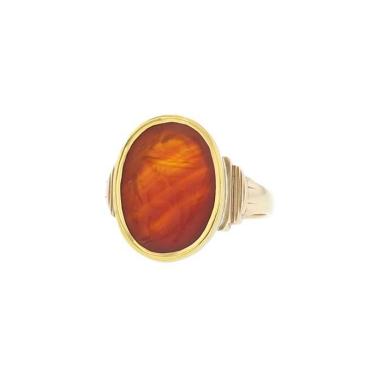 Bague Vintage  en or jaune 9 carats et cornaline