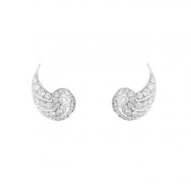 Paire de boucles d'oreilles Vintage  en or blanc et diamants
