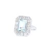 Vintage  ring in 14k white gold, aquamarine and diamonds - 00pp thumbnail